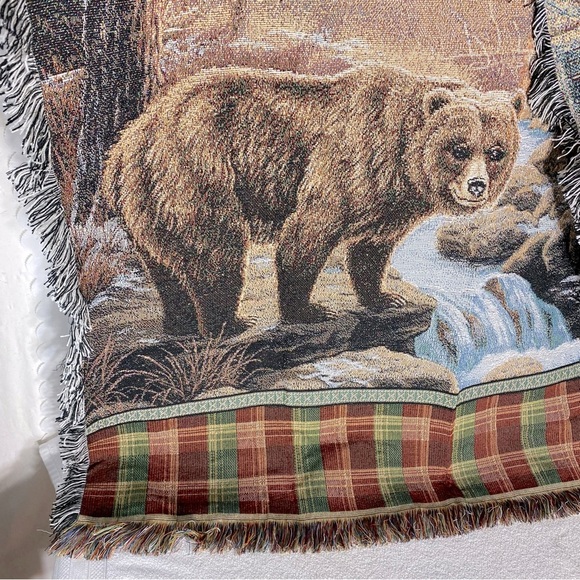 Vintage Mohawk Home Bear Tapestry Throw Blanket W Fringe - Picture 12 of 15